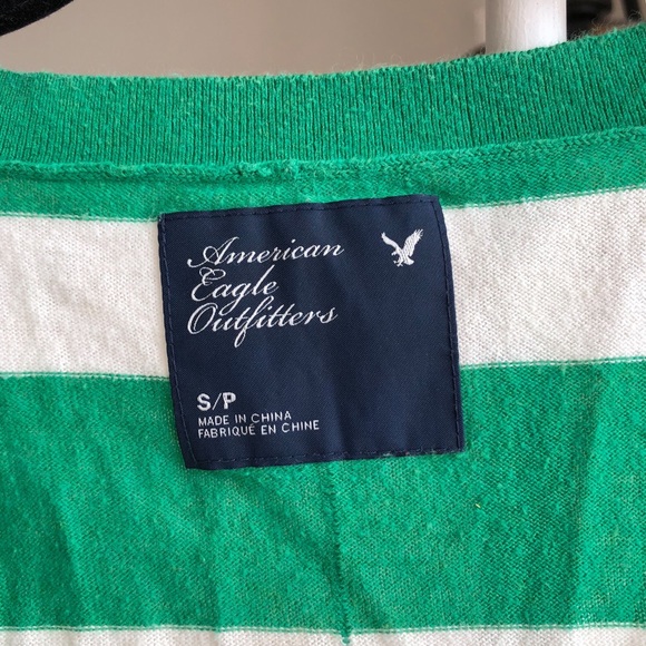 SOLD Green and white striped long sleeve top - Picture 2 of 2